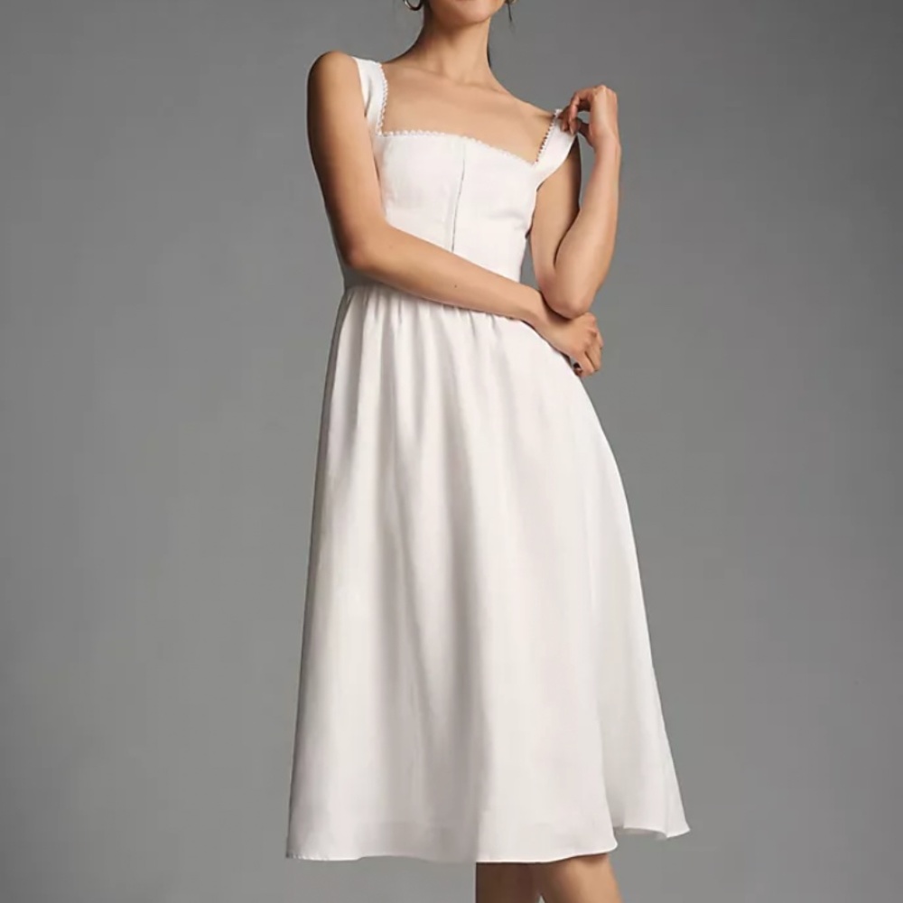Reformation Tagliatelle Linen Dress - White - Picture 2 of 6